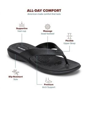 Okabashi Maui Black Flip Flop Women Sandals in size M-L